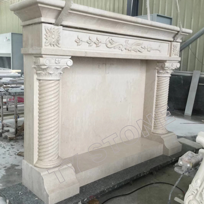 Pillar carved marble column fireplace